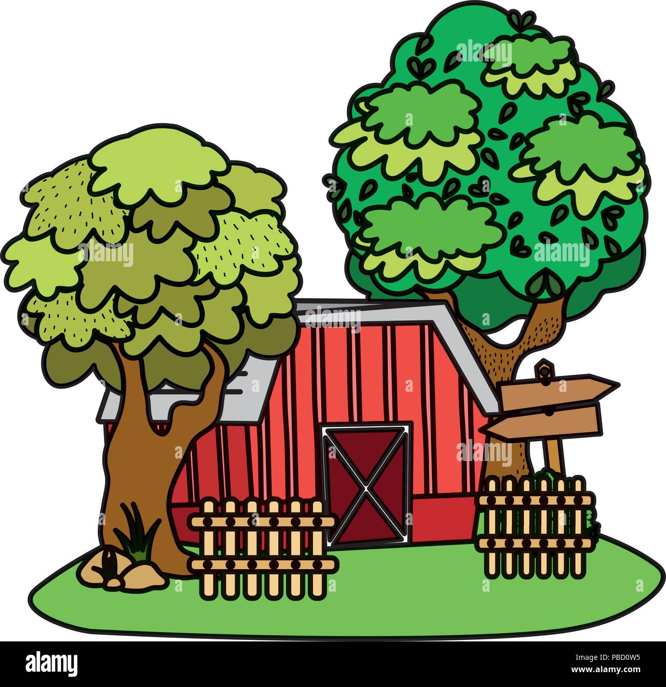 color house farm with wood notices and trees Stock Vector Image & Art ...