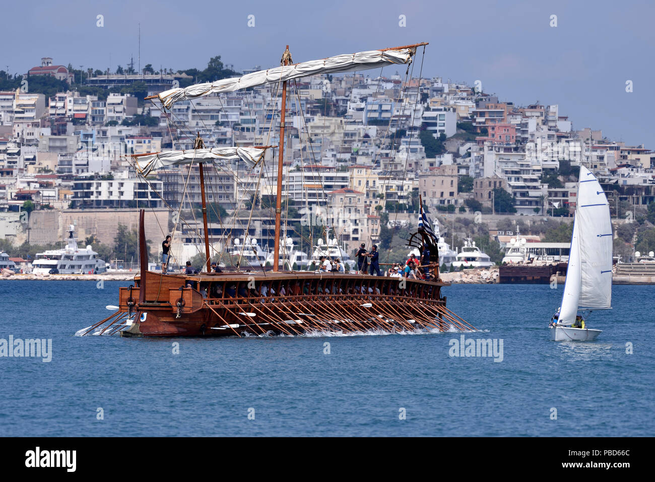 Trireme Olympias underway in Faliro, Athens, Greece Stock Photo - Alamy