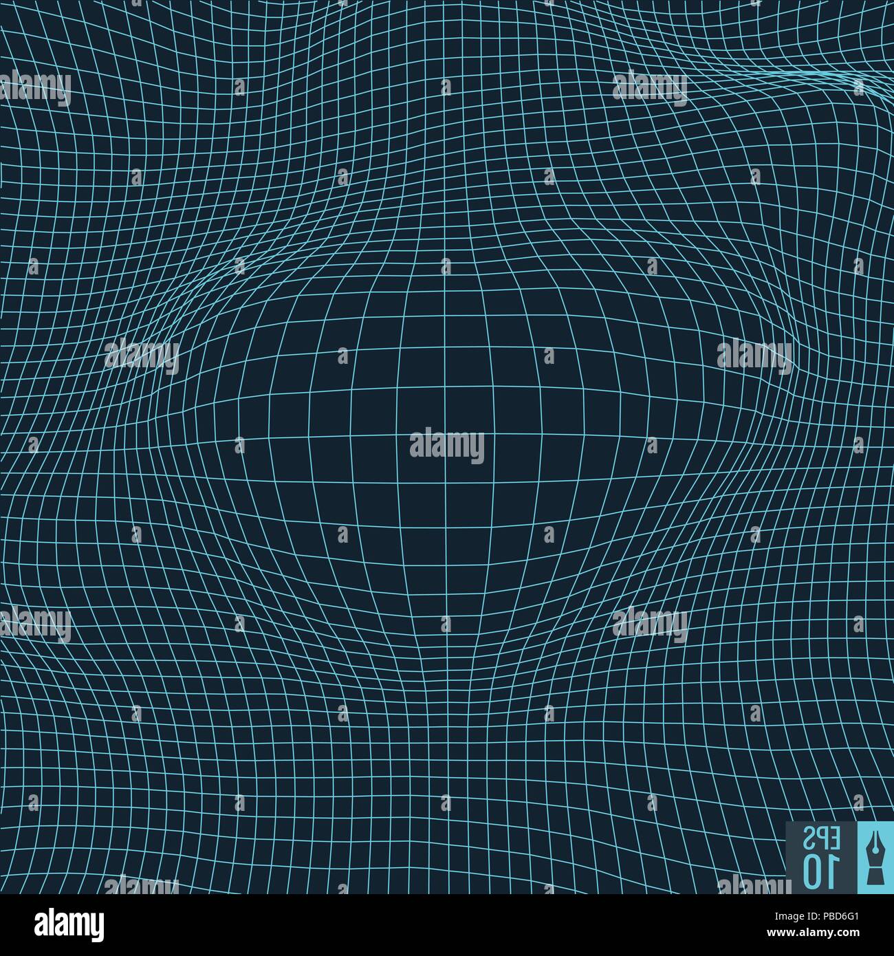 Abstract vector landscape background. Cyberspace grid. 3d technology ...