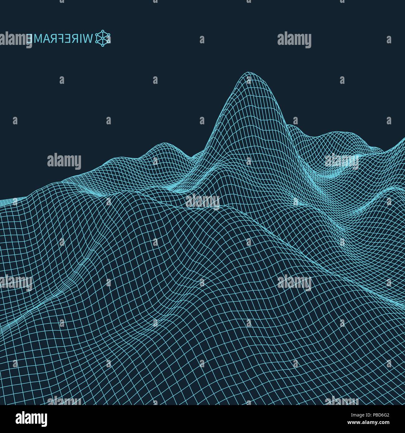 Abstract vector landscape background. Cyberspace grid. 3d technology ...