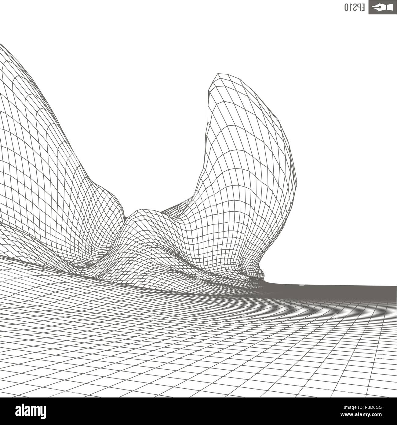 Abstract vector landscape background. Cyberspace grid. 3d technology ...