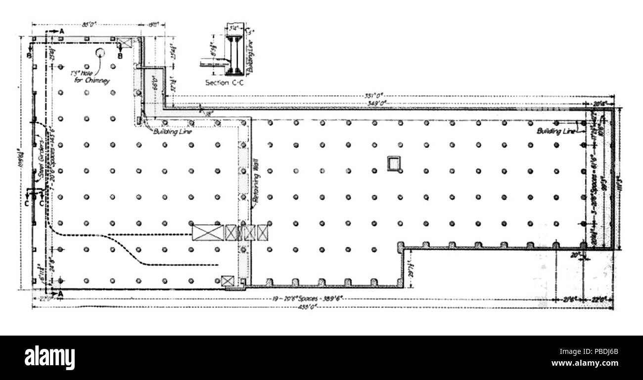 1304 Second basement floor plan - Bingham Building Stock Photo