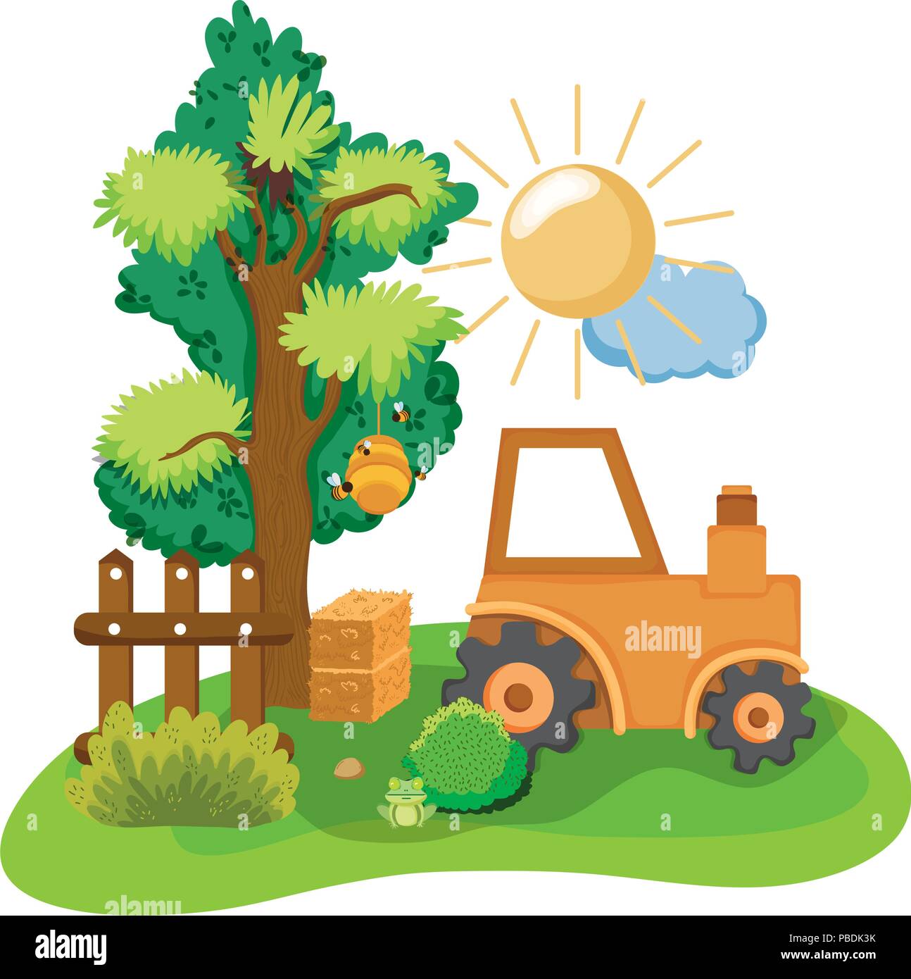 agrimotor tractor with farm straw bale Stock Vector Image & Art - Alamy
