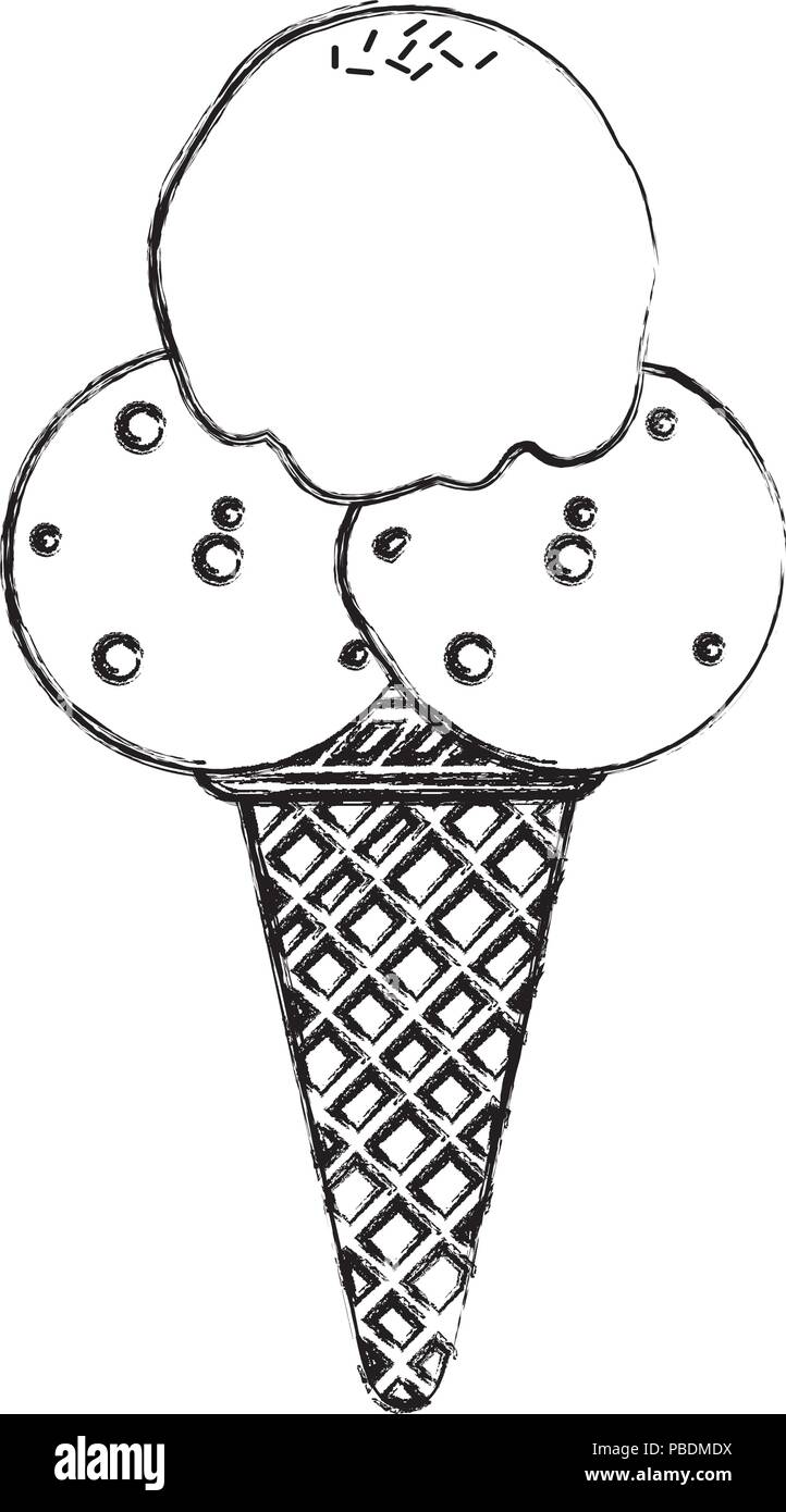 grunge ice cream with three balls and cone Stock Vector Image & Art - Alamy