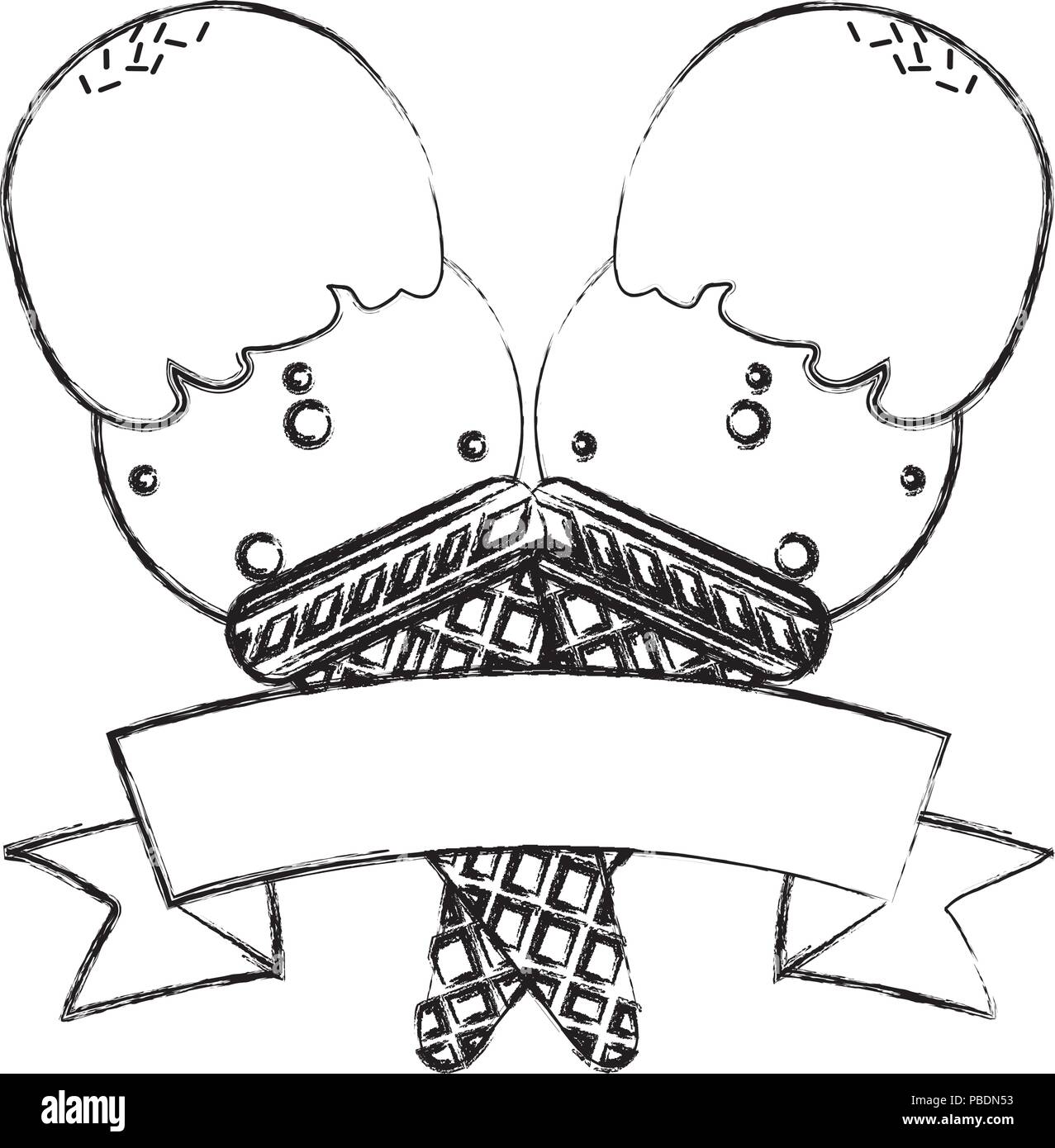 grunge ice creams with two balls and ribbon Stock Vector Image & Art ...
