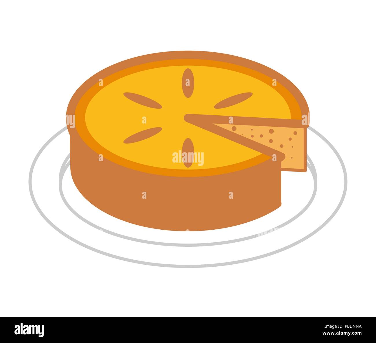 Lemon pie on plate isolated. Vector illustration Stock Vector Image