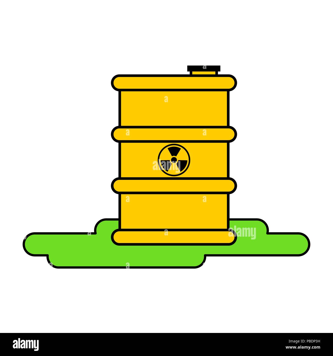 Yellow barrel radioactive waste. Biohazard container. Vector illustration Stock Vector