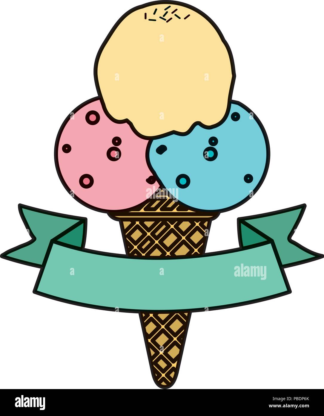 ice cream with three balls and ribbon Stock Vector Image & Art - Alamy