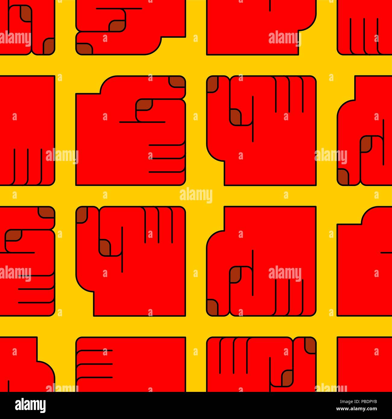 Red fist pattern seamless. Hand of man Vector background Stock Vector ...