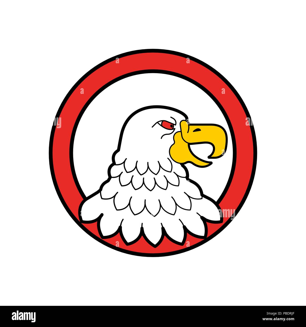 Bald eagle head in circle emblem. Predator bird symbol. Vector ...