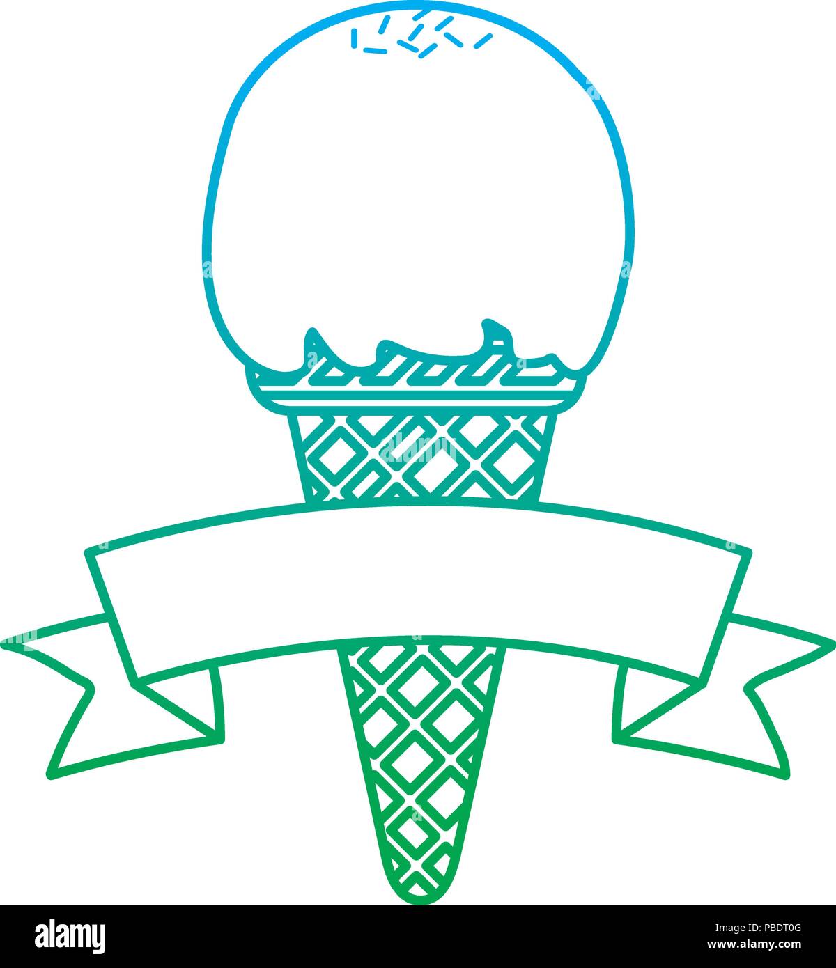 degraded line ice cream with one ball and ribbon Stock Vector Image ...