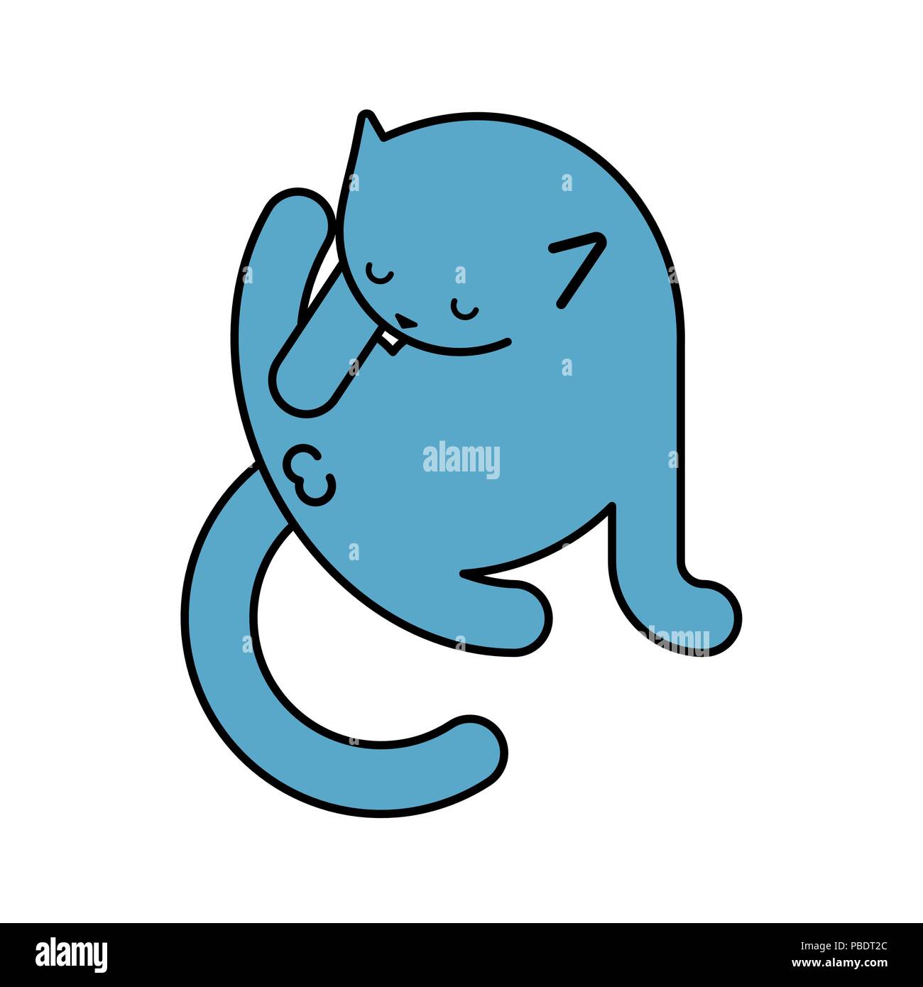 Cat licks itself isolated. Pet Vector illustration Stock Vector Image