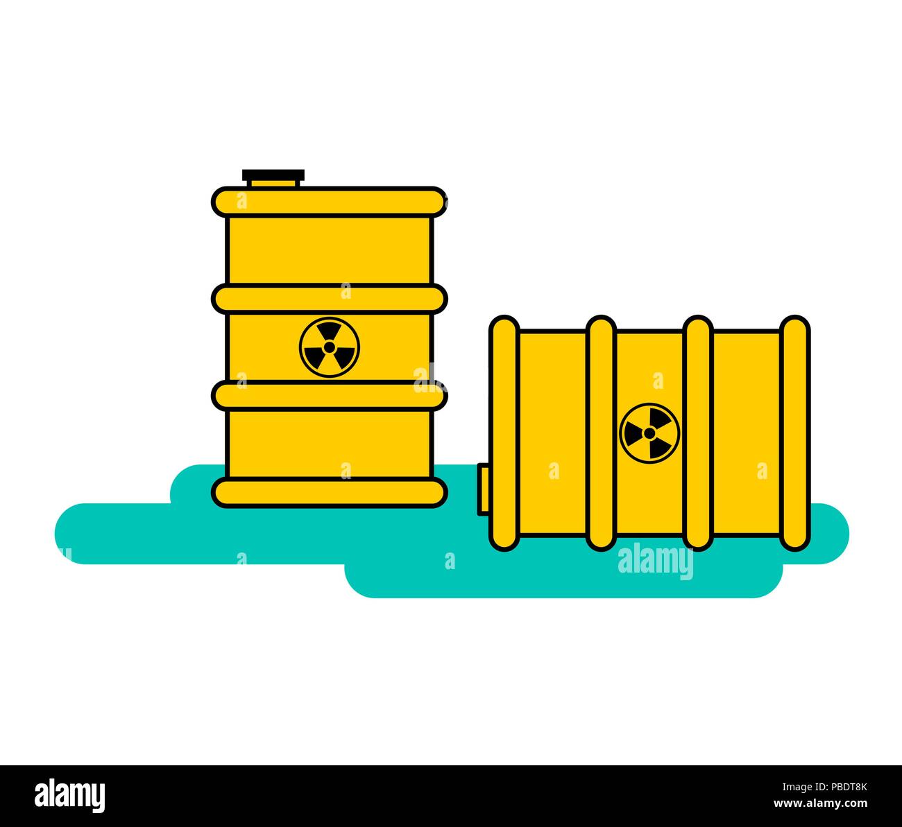 Yellow barrel radioactive waste. Biohazard container. Vector