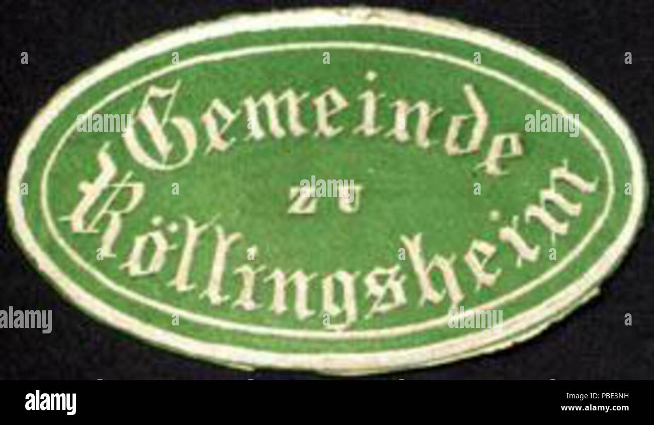 Alte Briefverschlussmarke aus Papier, welche seit ca. 1850 von Behoerden, Anwaelten, Notaren und Firmen zum verschliessen der Post verwendet wurde. 1381 Siegelmarke Gemeinde zu Röllingsheim W0233171 Stock Photo