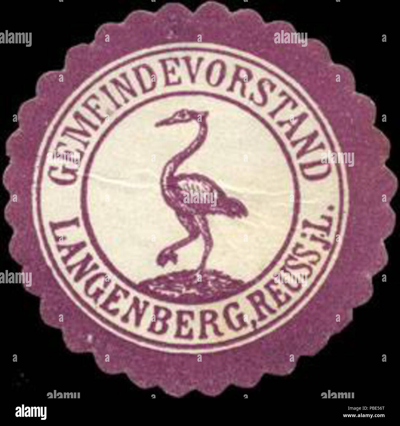 1389 Siegelmarke Gemeindevorstand Langenberg, Reuss W0211593 Stock Photo
