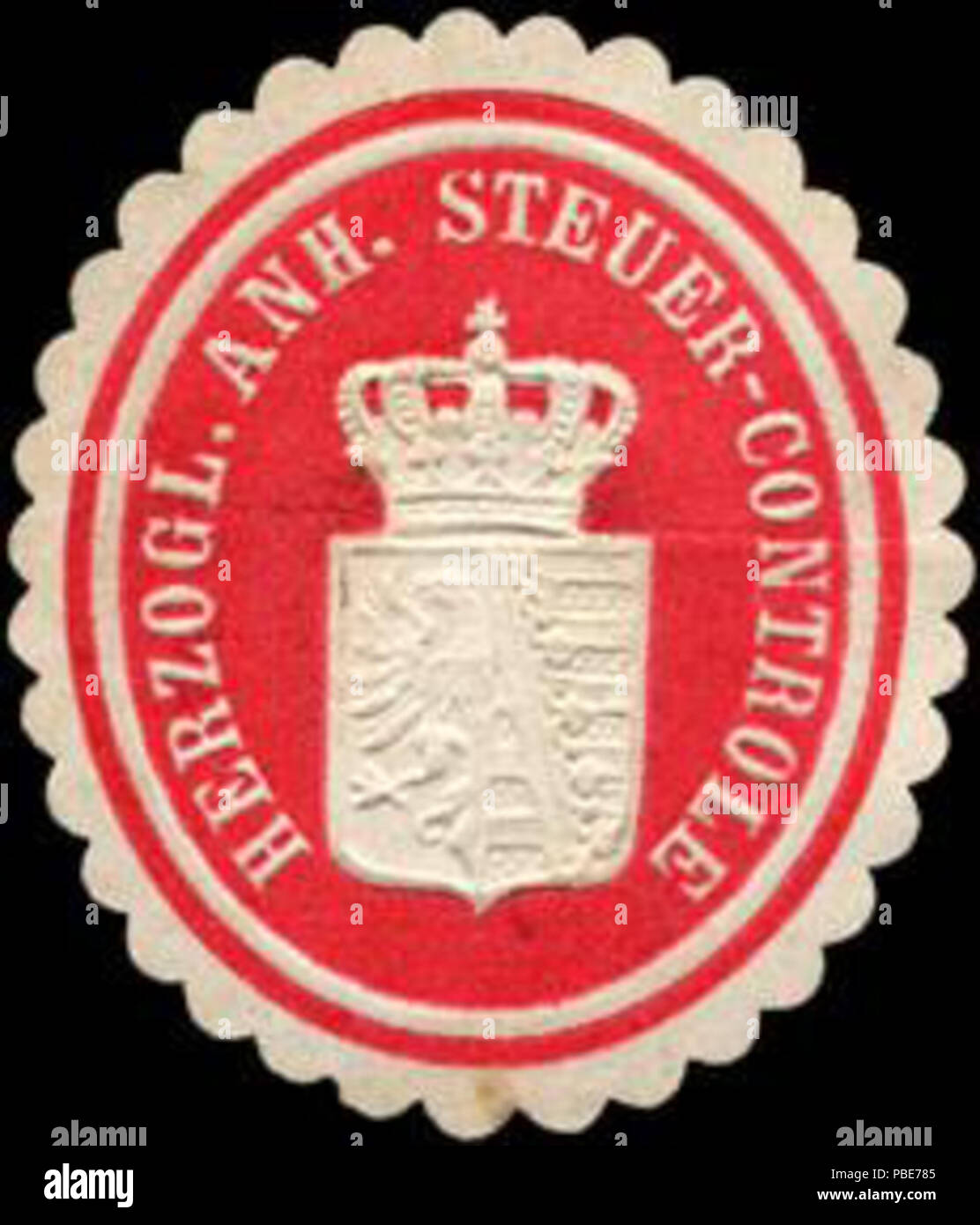 1400 Siegelmarke Herzoglich Anh. Steuer - Controlle W0220696 Stock Photo