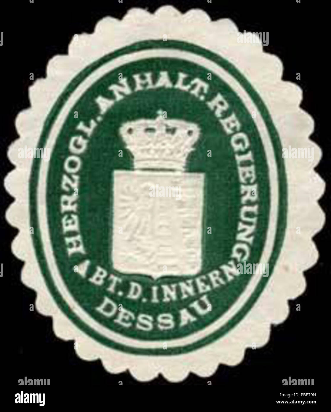 1400 Siegelmarke Herzoglich Anhaltische Regierung - Abteilung des Innern - Dessau W0245732 Stock Photo