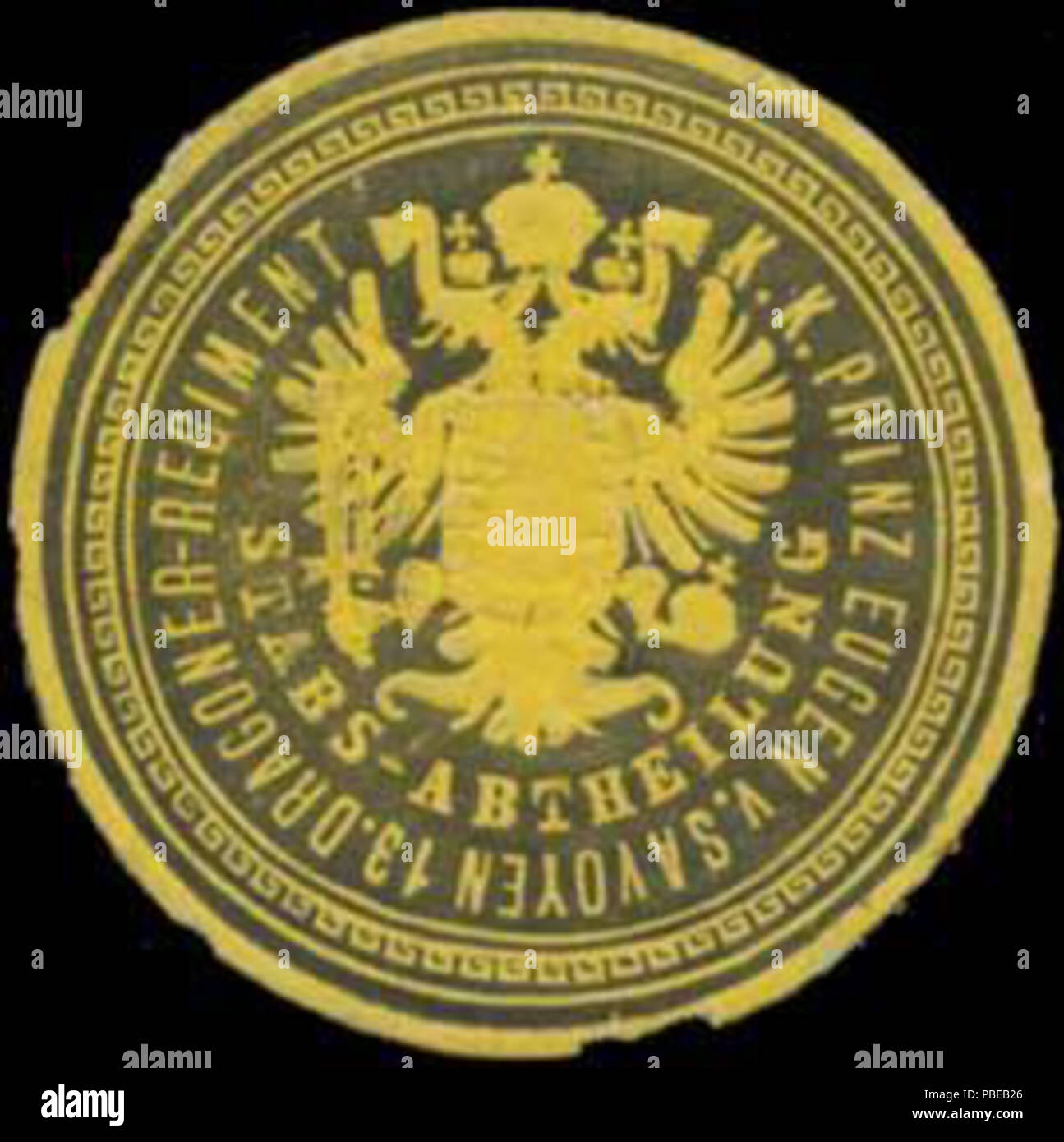 1421 Siegelmarke K.K. Prinz Eugen von Savoyen 13. Dragoner Regiment Stabs-Abtheilung W0333058 Stock Photo
