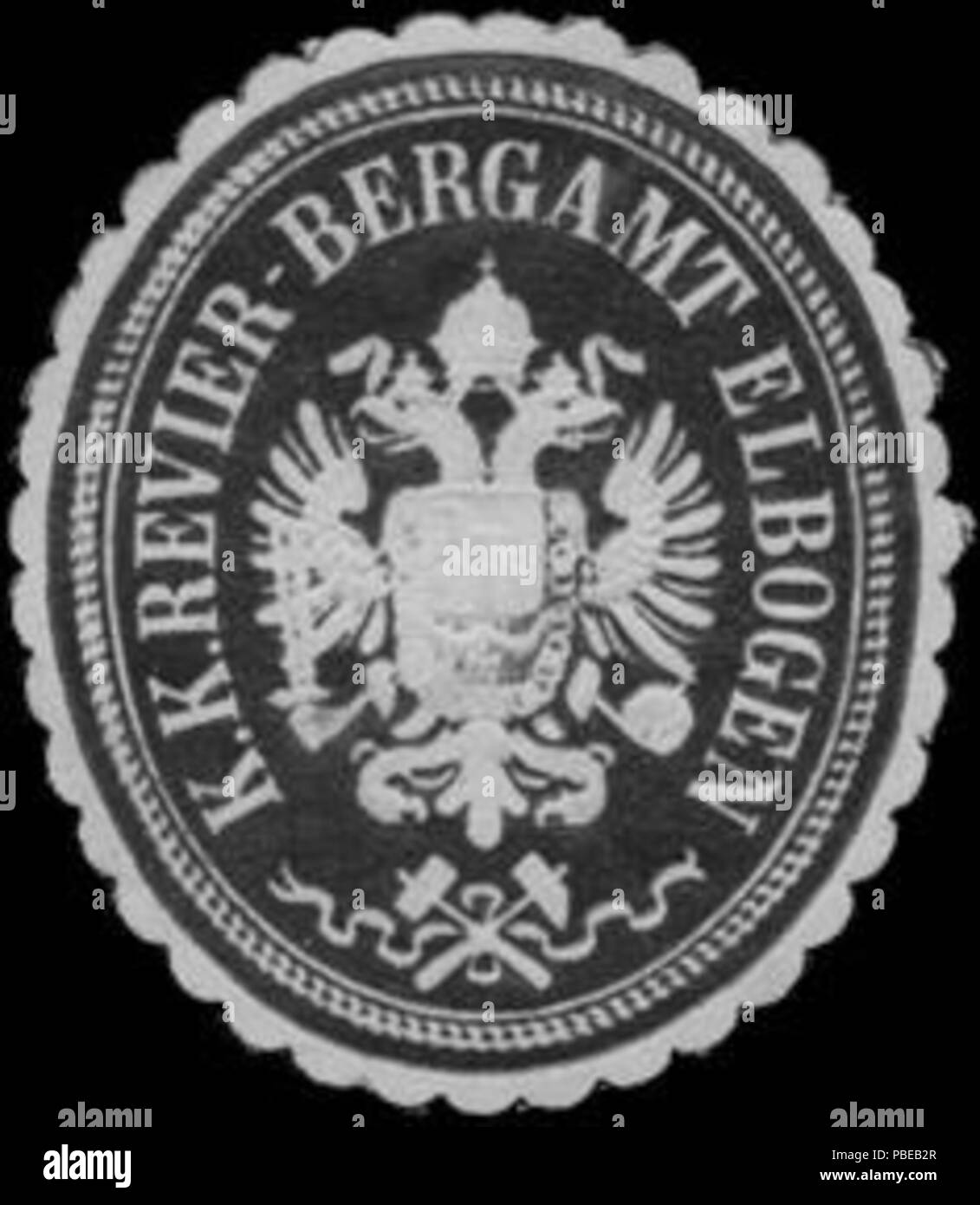 1421 Siegelmarke K.K. Revier-Bergamt Elbogen W0320888 Stock Photo