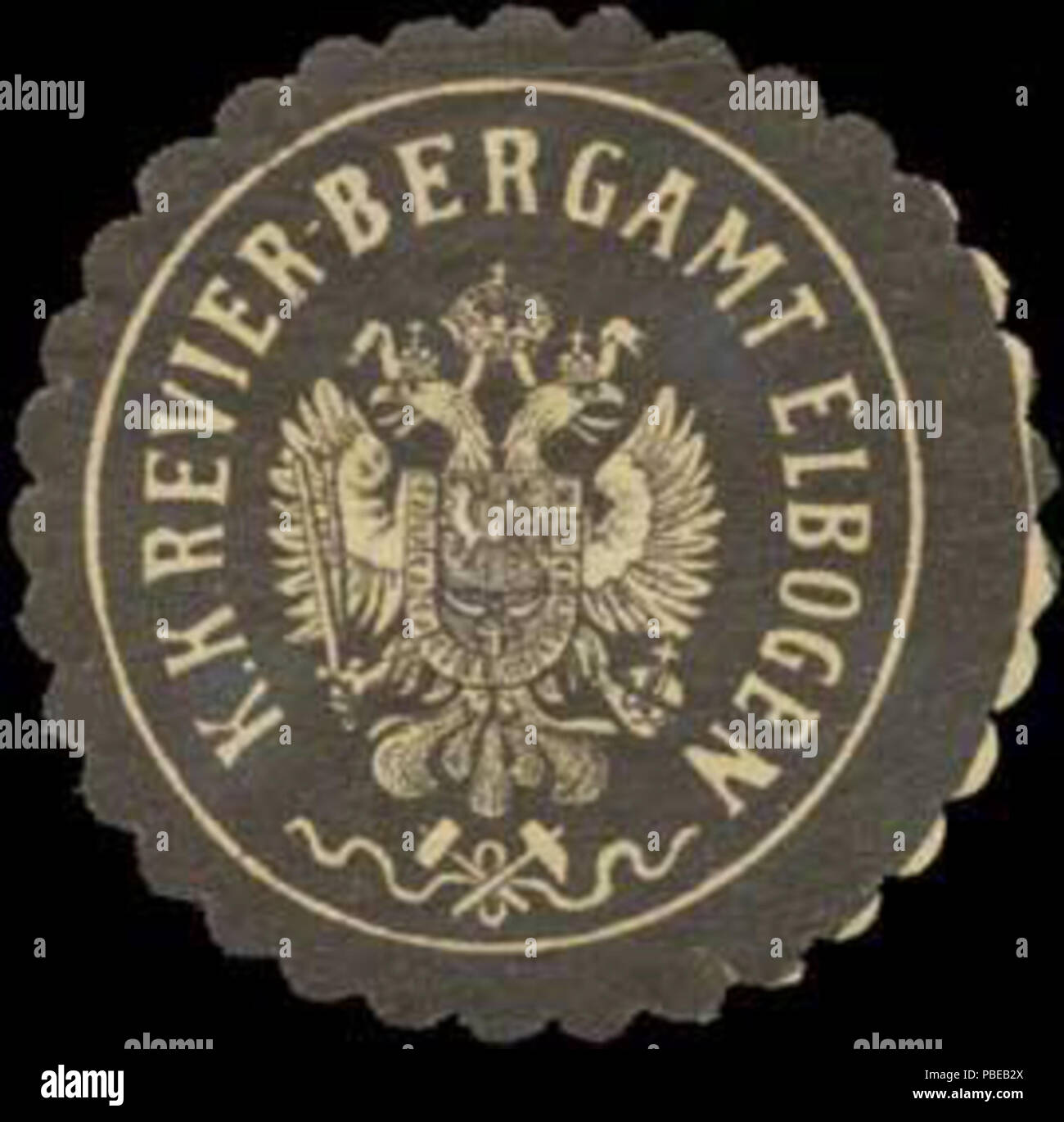 1421 Siegelmarke K.K. Revier-Bergamt Elbogen W0320984 Stock Photo