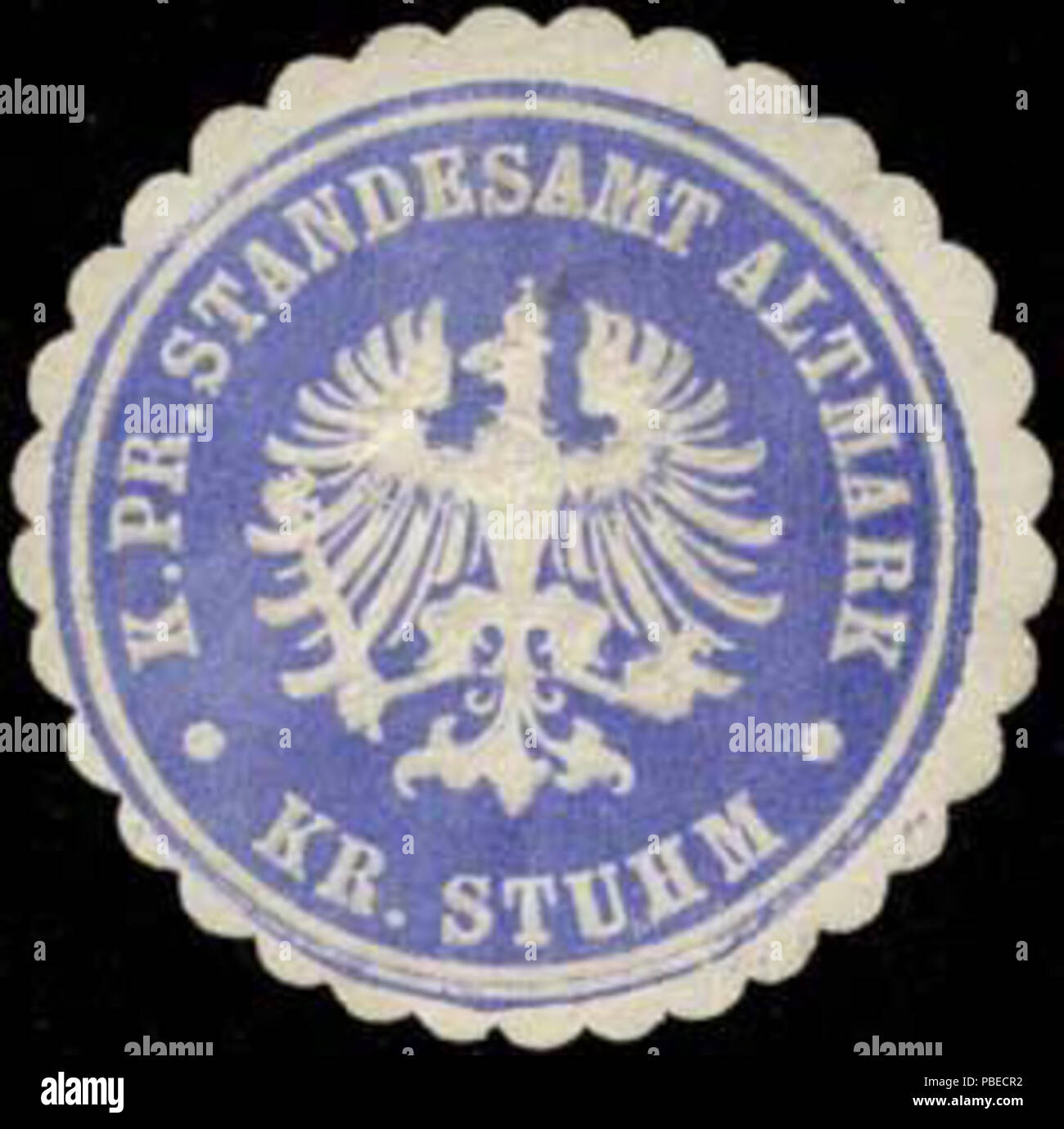 1429 Siegelmarke K.Pr. Standesamt Altmark Kreis Stuhm W0331800 Stock Photo