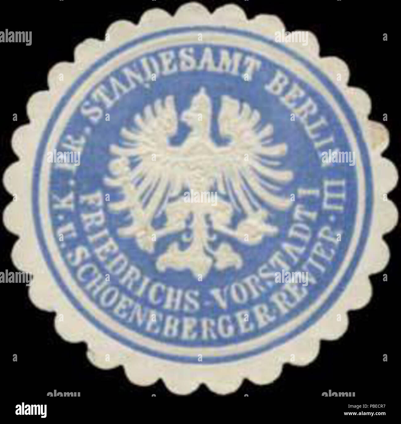 1429 Siegelmarke K.Pr. Standesamt Berlin Friedrichs-Vorstadt und Schoeneberger Revier W0364961 Stock Photo