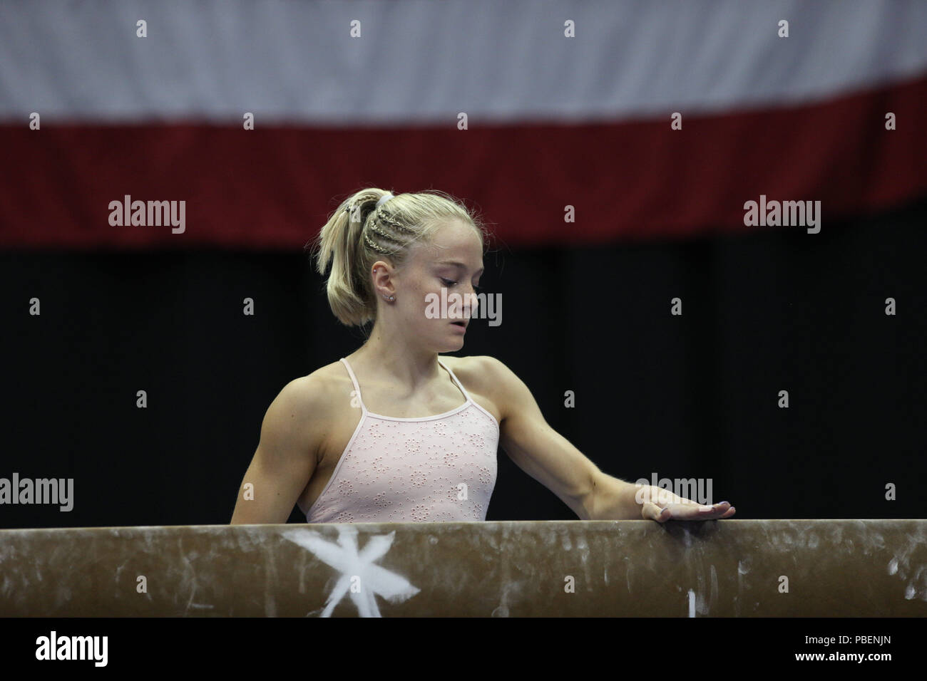 Columbus, OH, USA. 27th July, 2018. Riley McCusker during podium training before the GK U.S