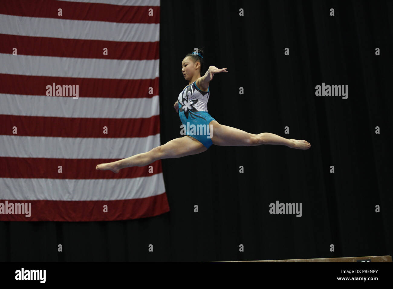 Columbus, OH, USA. 27th July, 2018. Kara Eaker during podium training before the GK U.S. Classic
