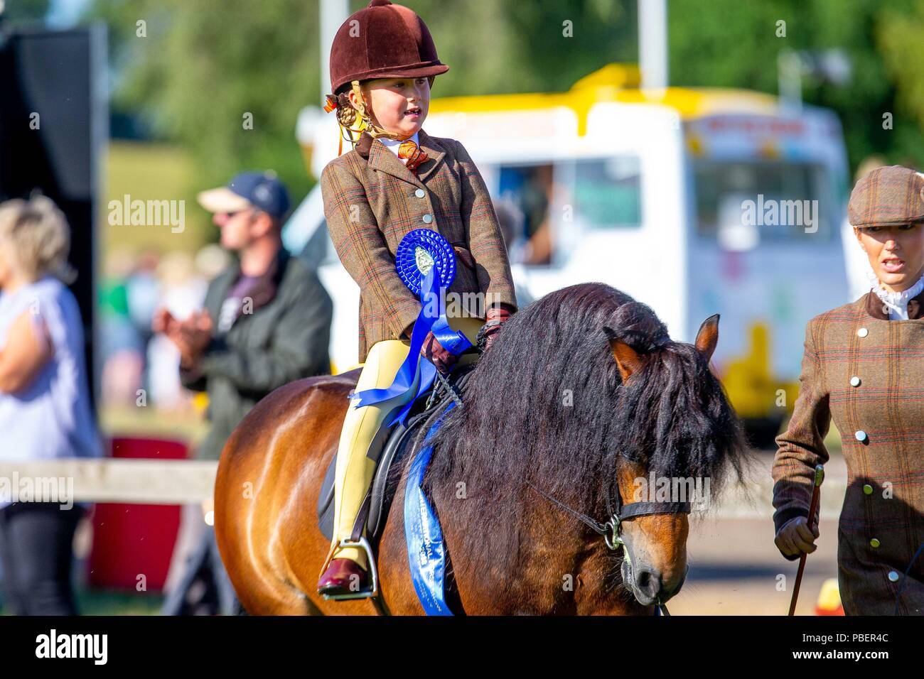 Sussex, UK. 28th July 2018. Winner. Isabella Baines riding Treworgan Cloudbreak. BSPS Heritage M&M Pretty Polly Leading Rein Pony Champ. Longines FEI Jumping Nations Cup of Great Britain at the BHS Royal International Horse Show. All England Jumping Course. Hickstead. Great Britain. 28/07/2018. Credit: Sport In Pictures/Alamy Live News Stock Photo