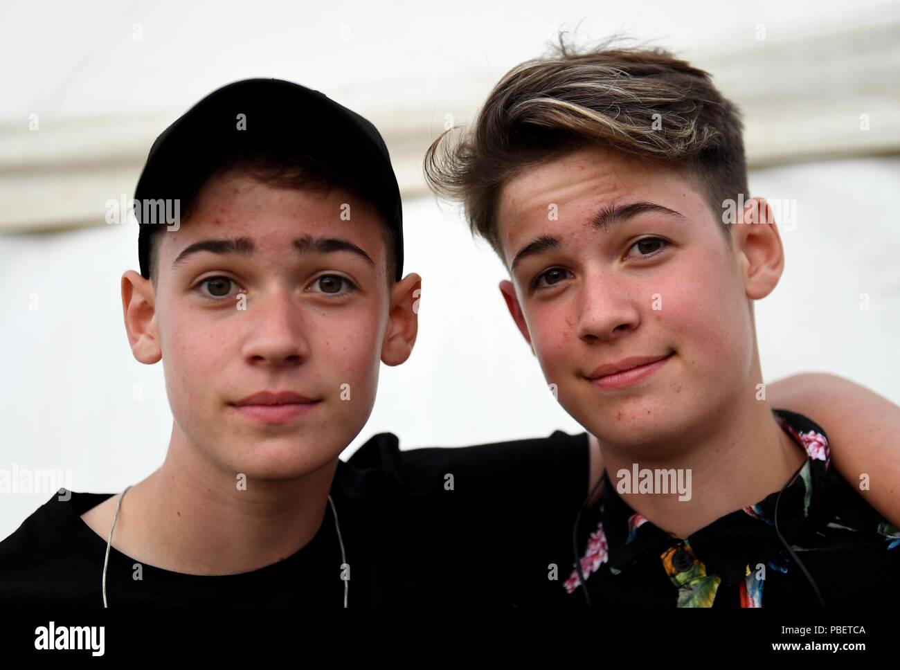 Max and Harvey Mills perform at Camp Bestival. Credit: Finnbarr Webster/Alamy Live News Stock Photo