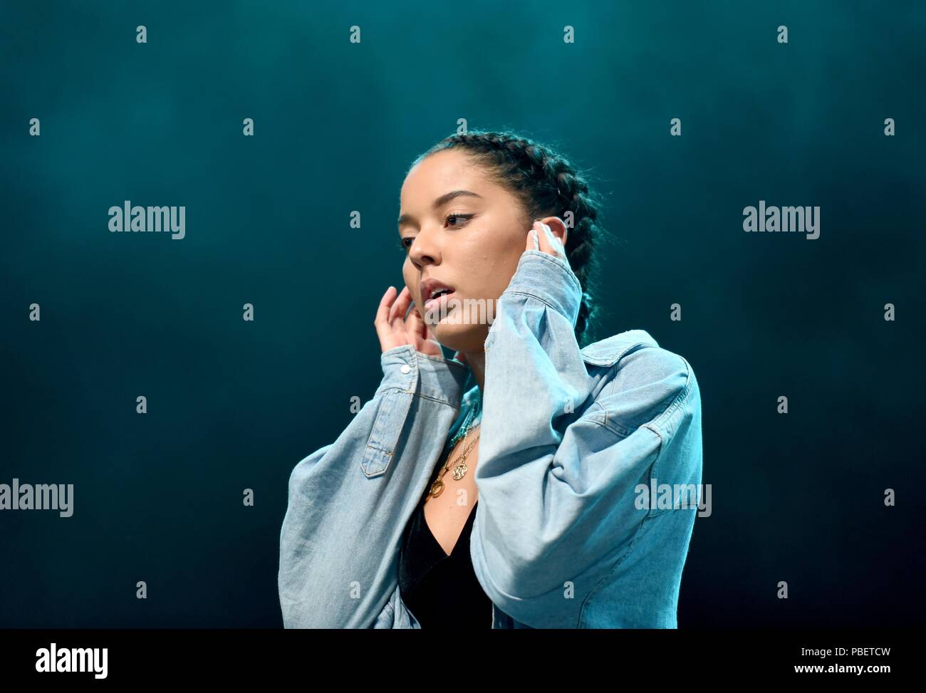 Grace Carter performs at Camp Bestival. Credit: Finnbarr Webster/Alamy Live News Stock Photo