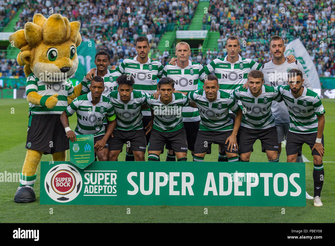 July 28, 2018. Lisbon, Portugal. Sporting's starting team for action during the game Sporting CP v Olympique de Marseille © Alexandre de Sousa/Alamy Live News Stock Photo