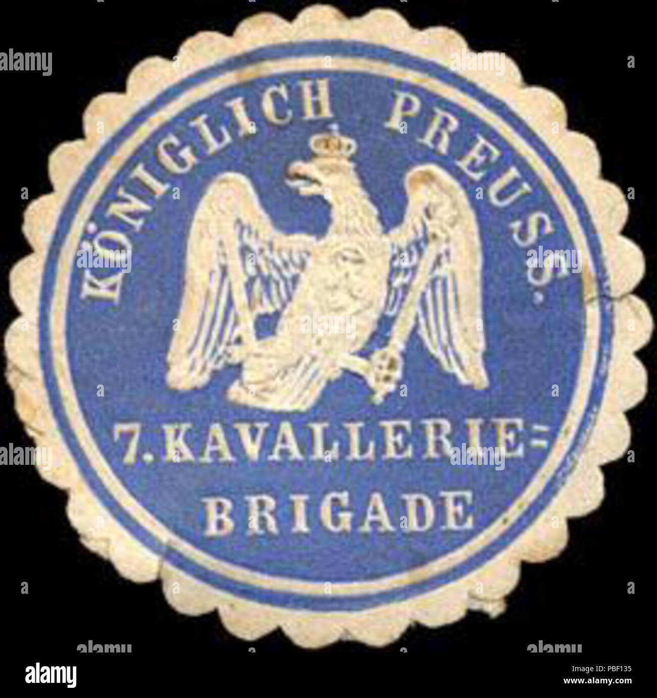 Alte Briefverschlussmarke aus Papier, welche seit ca. 1850 von Behoerden, Anwaelten, Notaren und Firmen zum verschliessen der Post verwendet wurde. 1451 Siegelmarke Königlich Preussische 7. Kavallerie - Brigade W0217620 Stock Photo