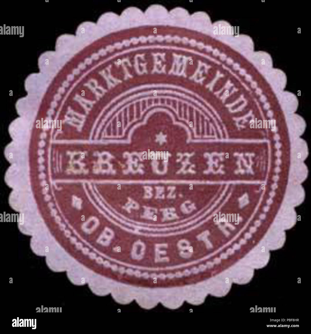 1491 Siegelmarke Marktgemeinde Kreuzen - Bezirk Perg - Oberoesterreich W0261606 Stock Photo
