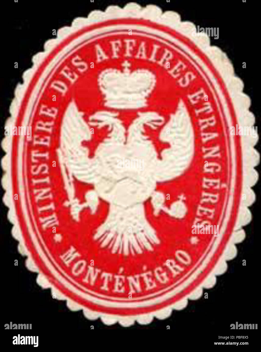 1492 Siegelmarke Ministere des Affaires Etrangeres Montenegro W0317434 Stock Photo