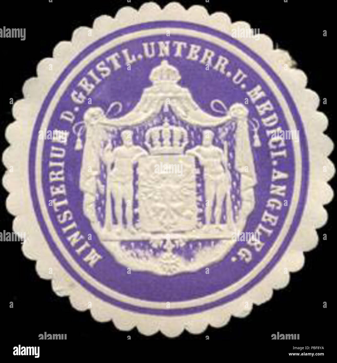 1492 Siegelmarke Ministerium des Geistlichen Unterrichts und Medizinische Angelegenheiten W0210141 Stock Photo
