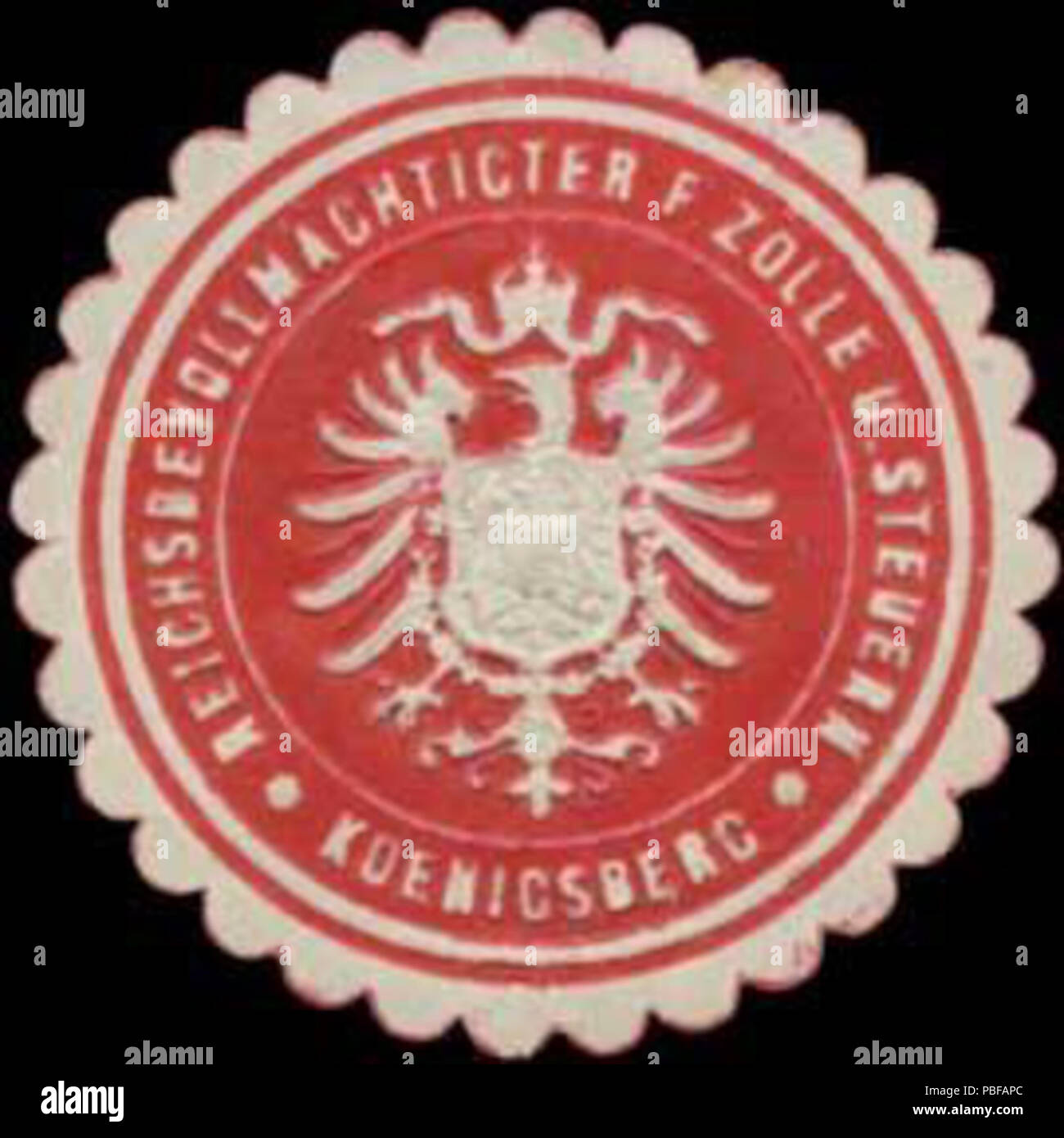 Alte Briefverschlussmarke aus Papier, welche seit ca. 1850 von Behoerden, Anwaelten, Notaren und Firmen zum verschliessen der Post verwendet wurde. 1501 Siegelmarke Reichsbevollmächtigter für Zölle und Steuern W0327804 Stock Photo