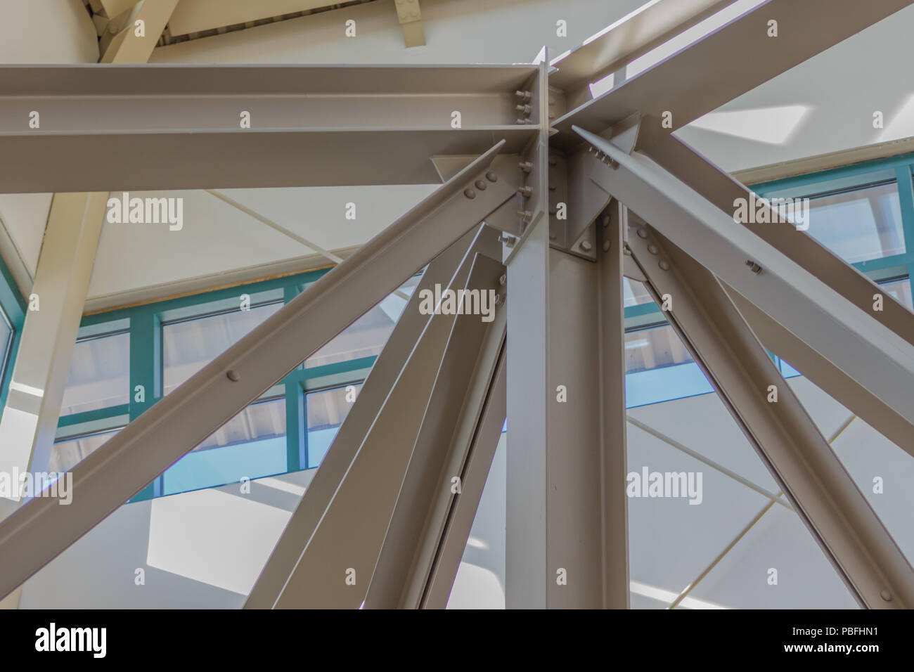 Architechtural Steel Support Beams At A Mall Stock Photo