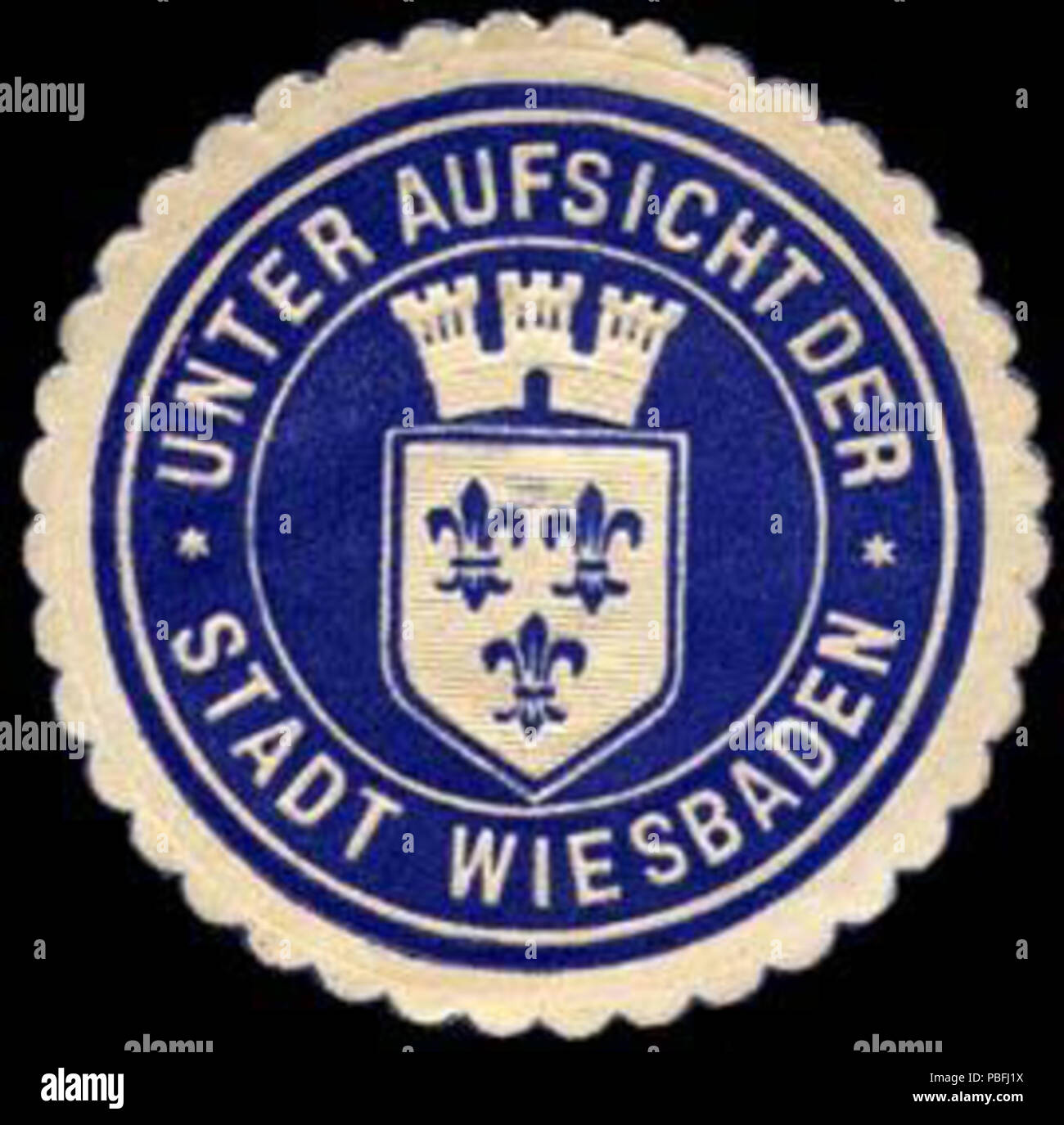 1532 Siegelmarke Unter Aufsicht der Stadt Wiesbaden W0235037 Stock Photo