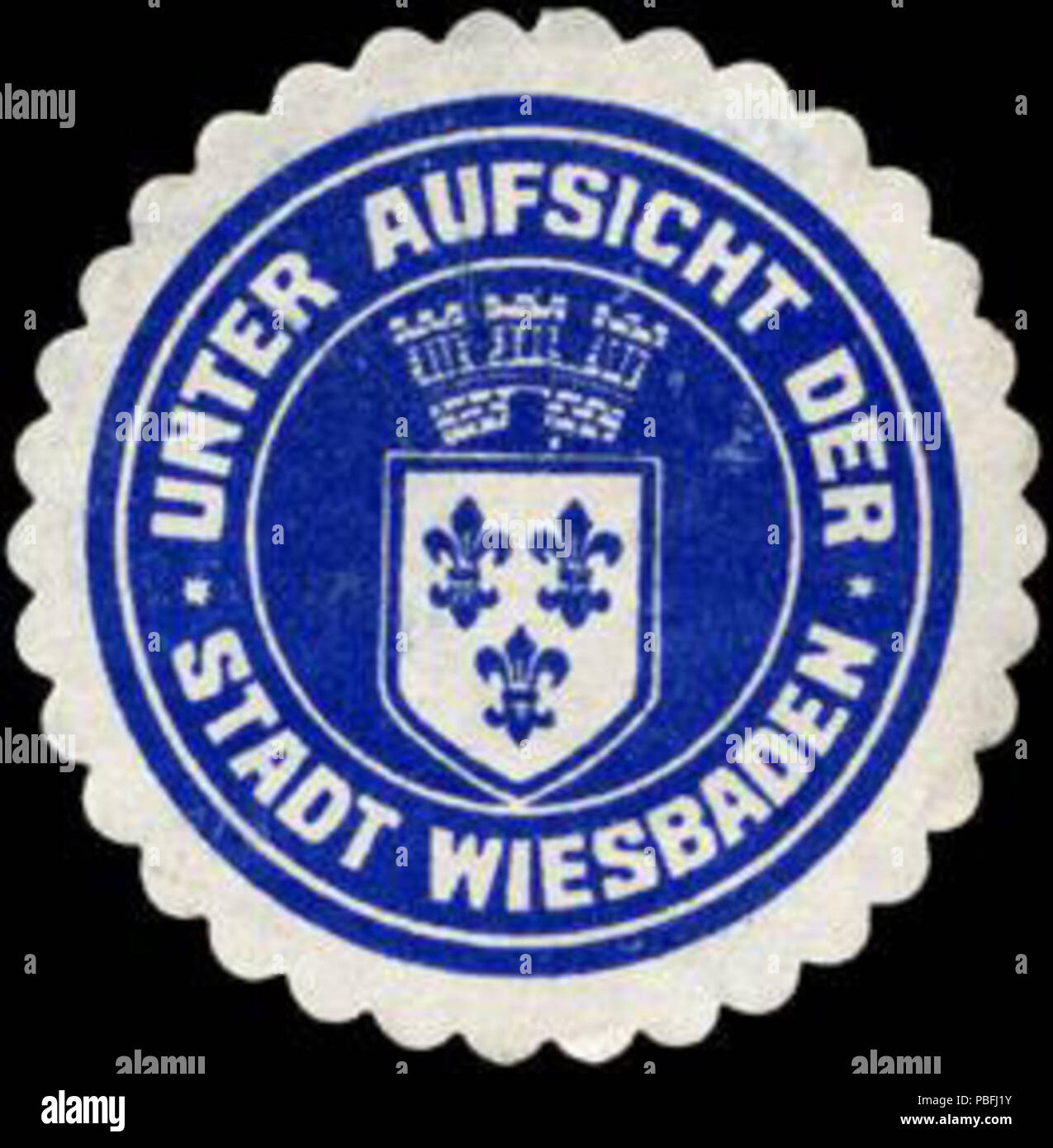1532 Siegelmarke Unter Aufsicht der Stadt Wiesbaden W0225907 Stock Photo