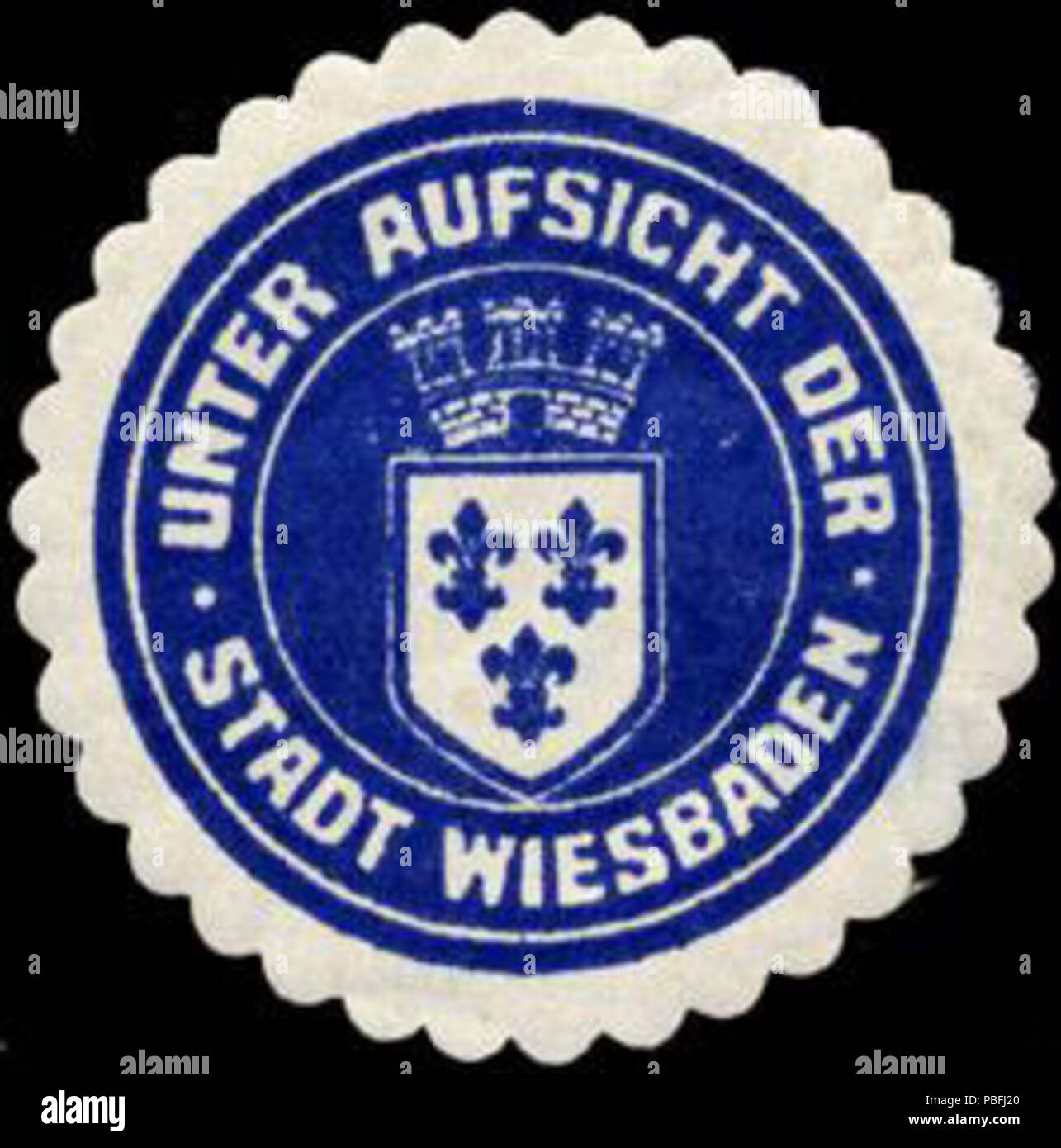 1532 Siegelmarke Unter Aufsicht der Stadt Wiesbaden W0210891 Stock Photo
