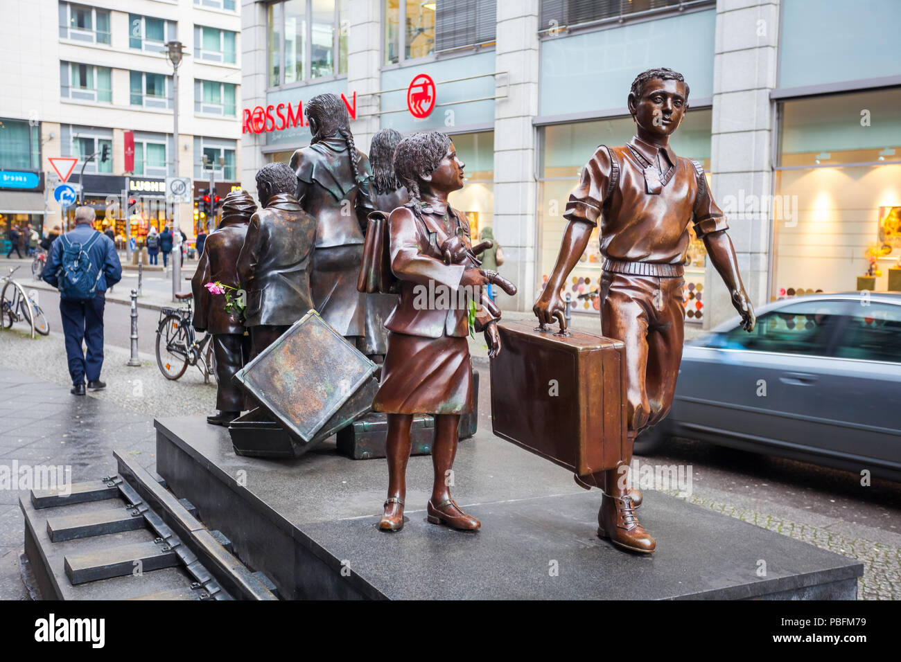 19.01.2018 Berlin, Germany - Kindertransport memorial statue commemorates a series of rescue efforts which brought thousands of refugee Jewish childre Stock Photo