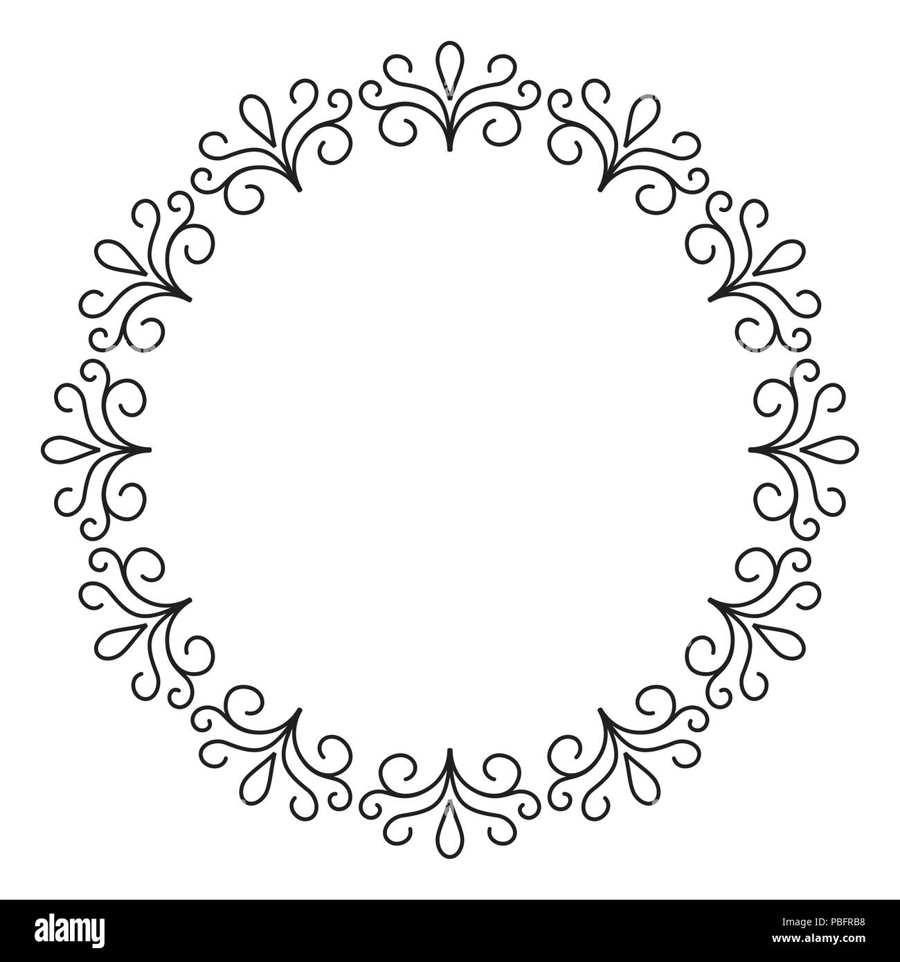 Outline Decorative Circle Frame Design Monochrome Border Stock