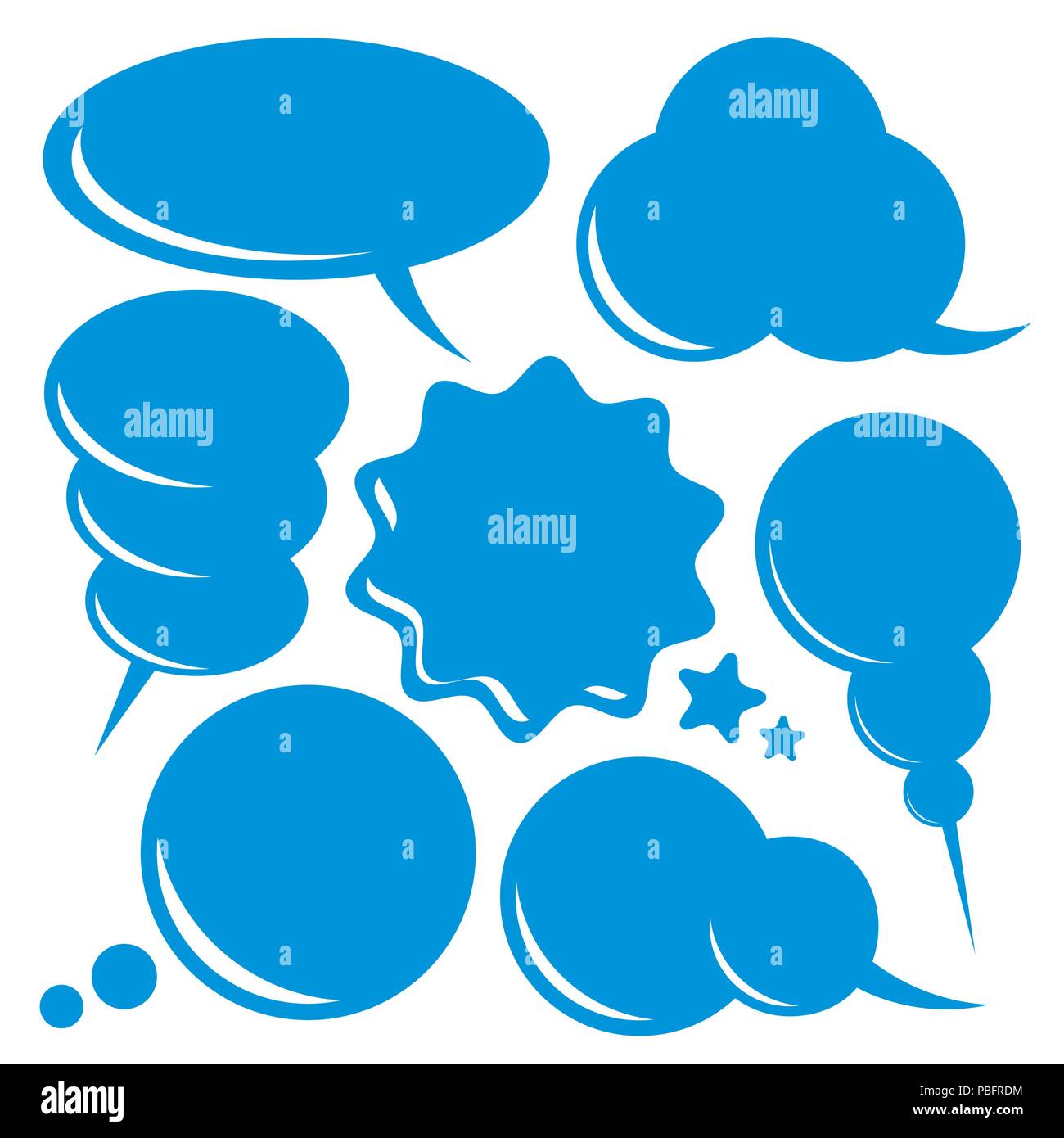 Blank speech bubbles set, communication thoughts, flat vector illustration Stock Vector