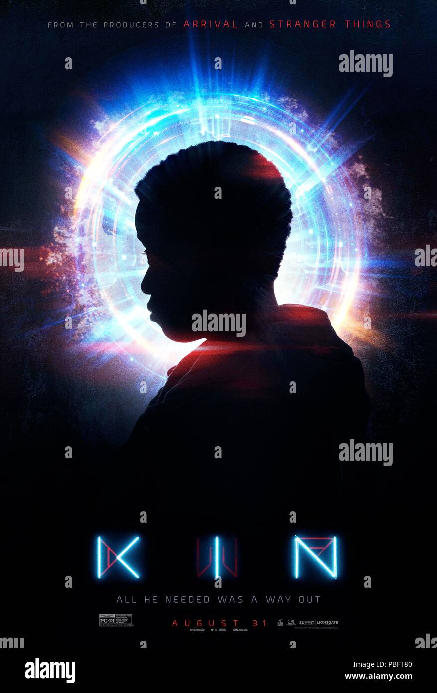 RELEASE DATE: May 18, 2018 TITLE: Kin STUDIO: Lionsgate DIRECTOR: Jonathan Baker PLOT: Chased by a vengeful criminal, the feds and a gang of otherworldly soldiers, a recently released ex-con and his adopted teenage brother are forced to go on the run with a weapon of mysterious origin as their only protection. STARRING: Poster Art. (Credit Image: © Lionsgate/Entertainment Pictures) Stock Photo