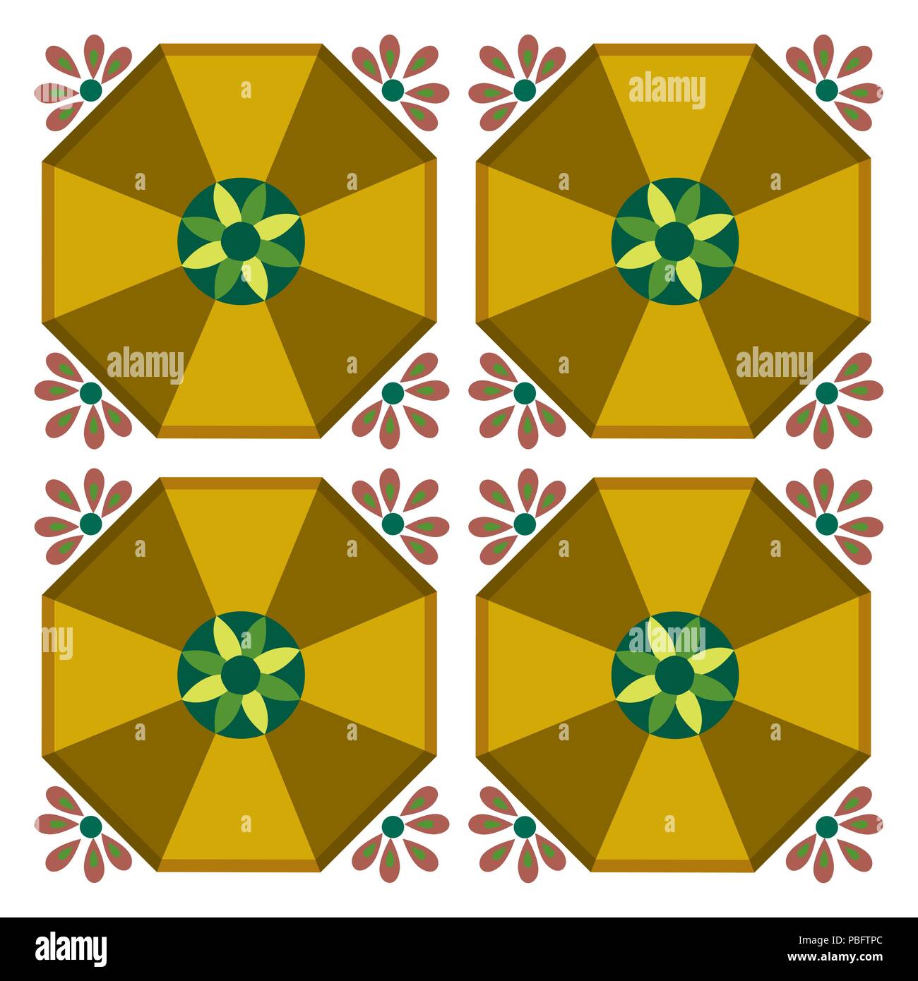 Geometric tile blocks, colorful decorative design elements Stock Vector