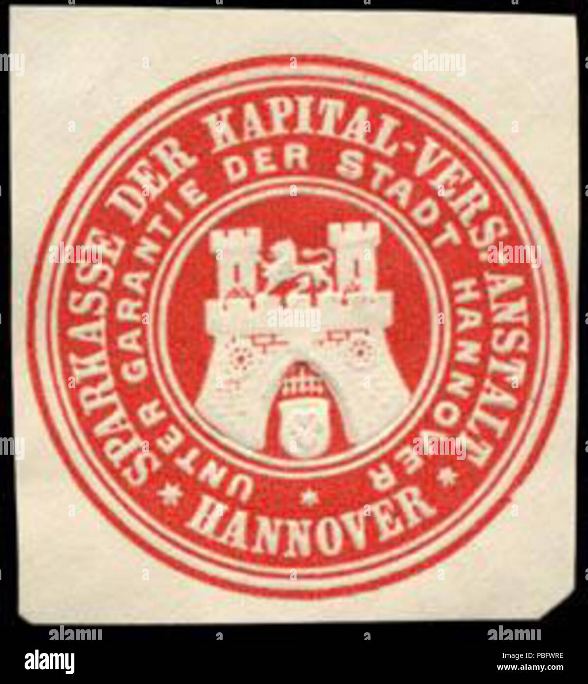 1513 Siegelmarke Sparkasse der Kapital - Versicherungs - Anstalt - Hannover - Unter Garantie der Stadt Hannover W0227776 Stock Photo