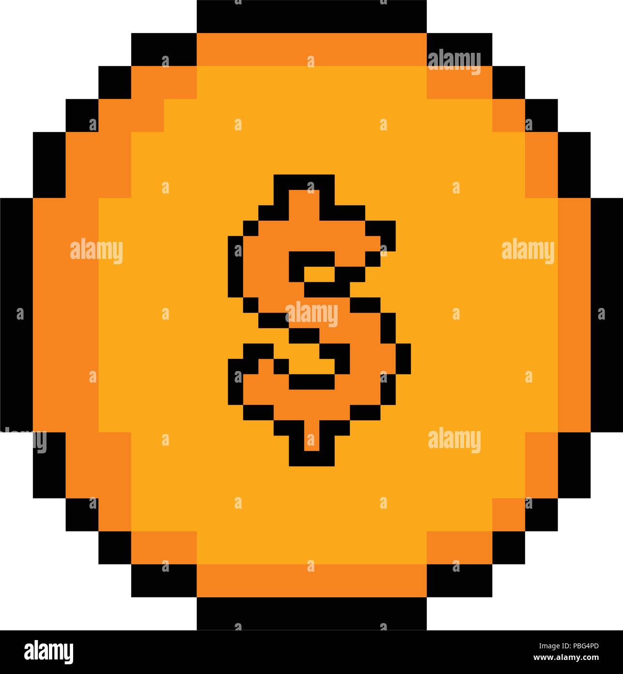 Isolated pixelated golden coin icon Stock Vector