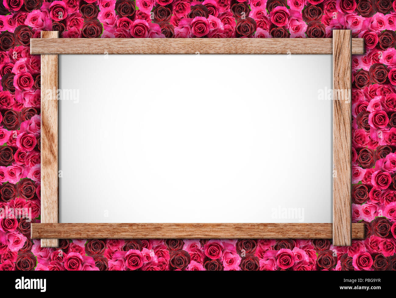 Group of Rose and wood frame Stock Photo - Alamy