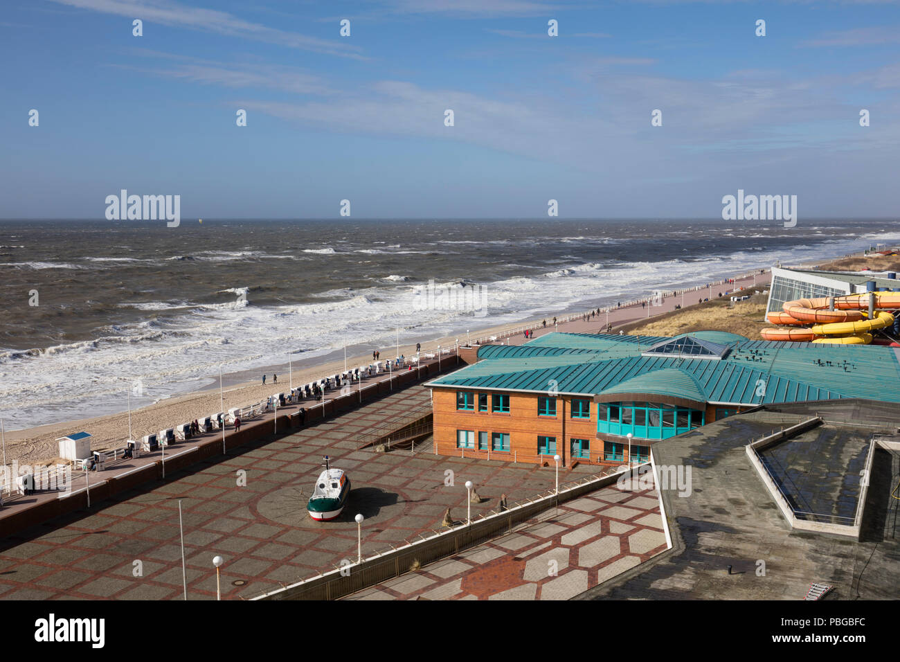 Promenade with swimming bath Sylter Welle, Westerland, Sylt North Frisian Island, Schleswig-Holstein, Germany, Europe Stock Photo